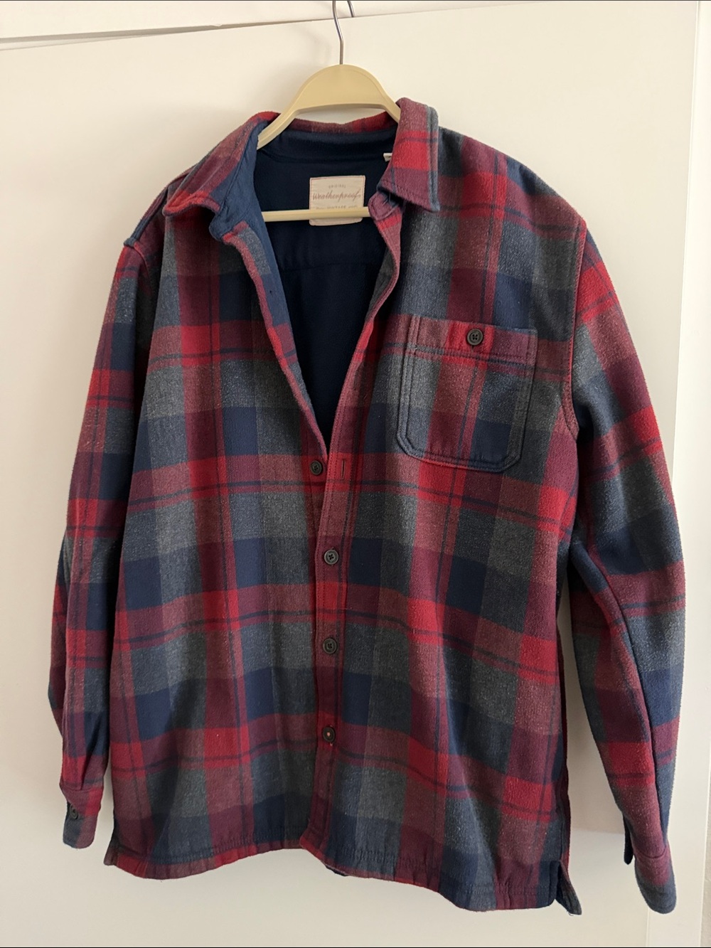 Weatherproof Red & Navy Plaid Lightweight Shirt Jacket